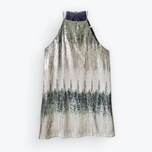 Silver sequin high neck cocktail dress Show Me Your Mumu, Sz XS